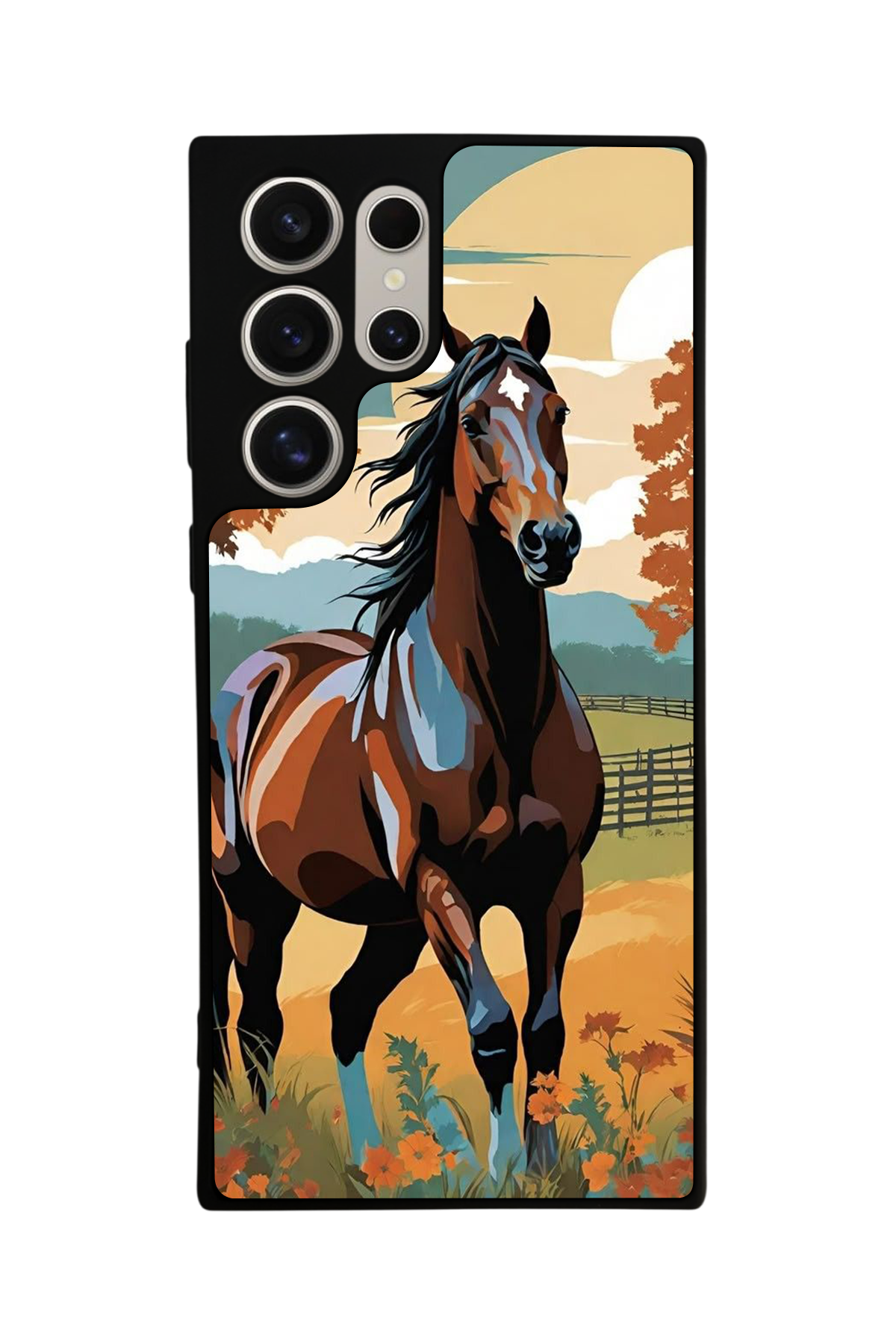 Samsung Galaxy S22 Ultra Uyumlu At Horse Tasarımlı Glossy Premium Kılıf