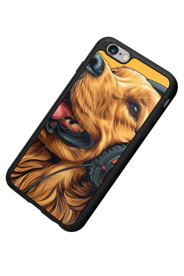 iPhone 6s Plus Uyumlu Golden Kopek Tasarımlı Glossy Premium Kılıf
