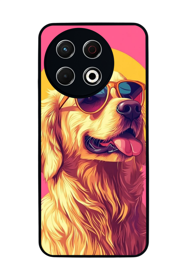 Tecno Spark 30 Pro Uyumlu Golden Kopek Tasarımlı Glossy Premium Kılıf