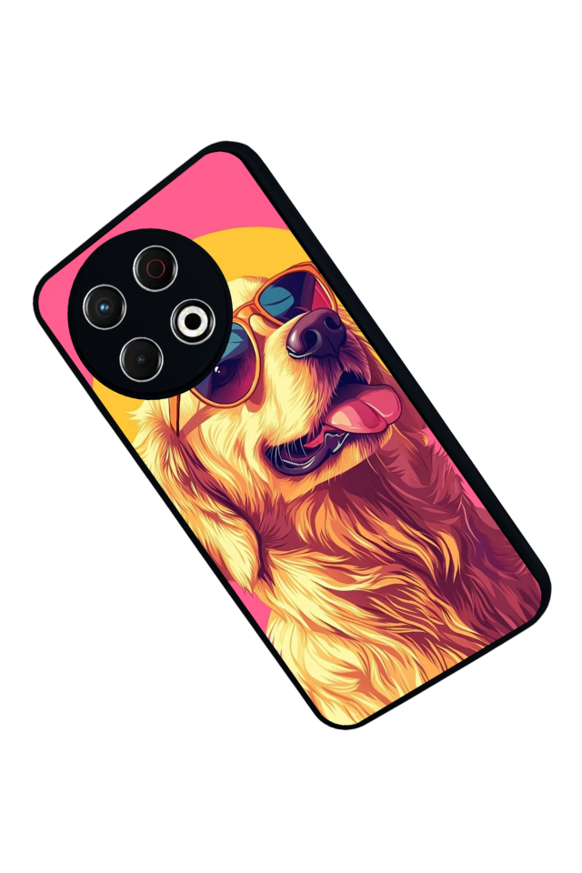 Tecno Spark 30 Pro Uyumlu Golden Kopek Tasarımlı Glossy Premium Kılıf