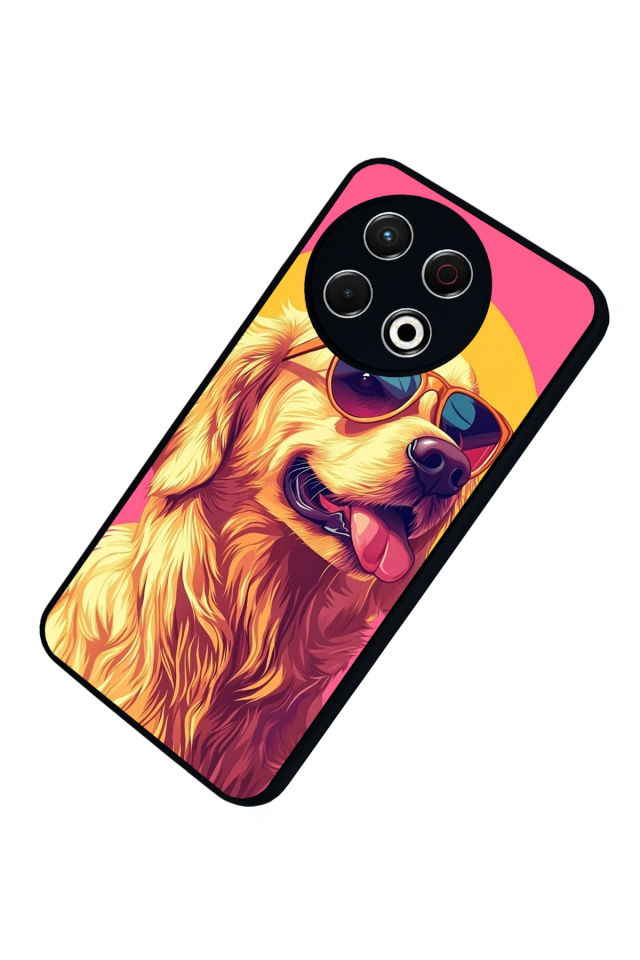 Tecno Spark 30 Pro Uyumlu Golden Kopek Tasarımlı Glossy Premium Kılıf