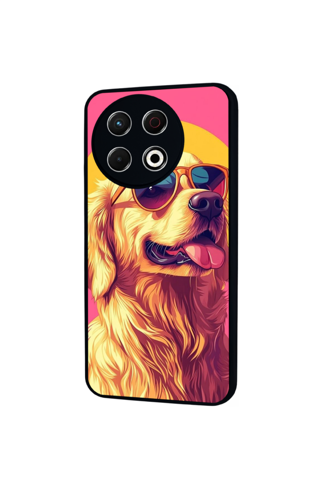 Tecno Spark 30 Pro Uyumlu Golden Kopek Tasarımlı Glossy Premium Kılıf