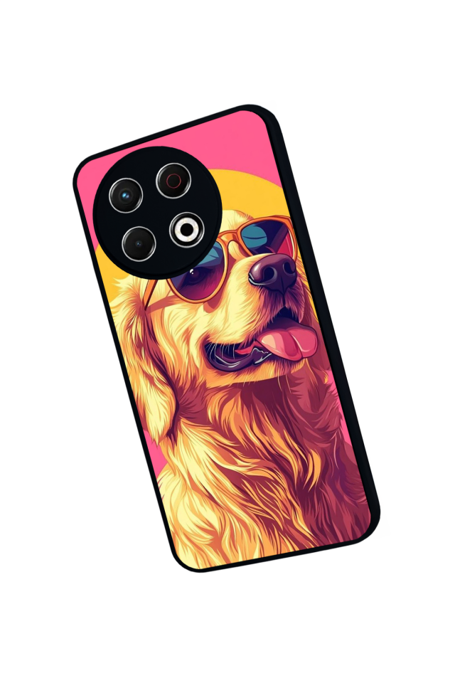 Tecno Spark 30 Pro Uyumlu Golden Kopek Tasarımlı Glossy Premium Kılıf