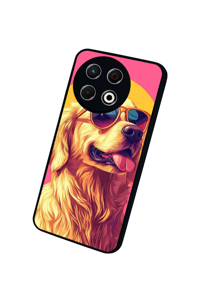 Tecno Spark 30 Pro Uyumlu Golden Kopek Tasarımlı Glossy Premium Kılıf