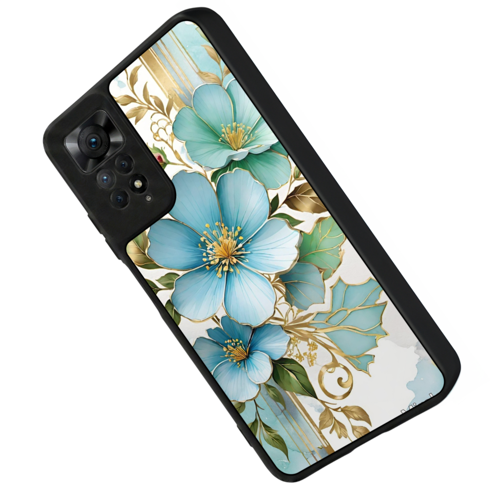 Xiaomi Redmi Note 12 Pro Uyumlu Yaldizli Cicek Tasarımlı Glossy Premium Kılıf