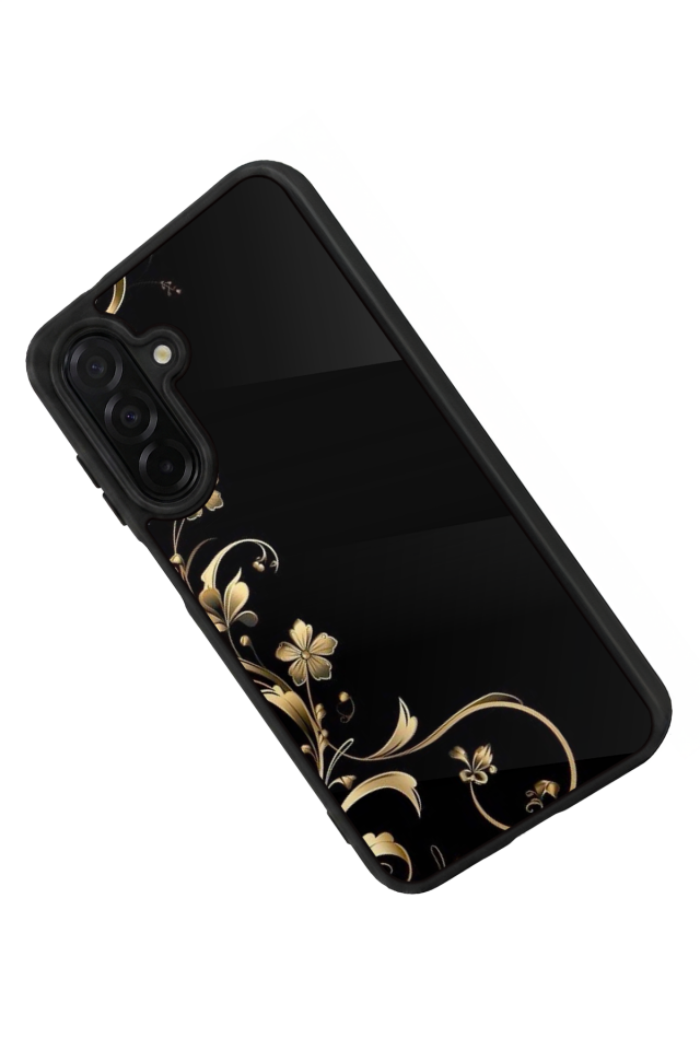 Samsung Galaxy A26 Uyumlu Yaldizli Cicek Tasarımlı Glossy Premium Kılıf
