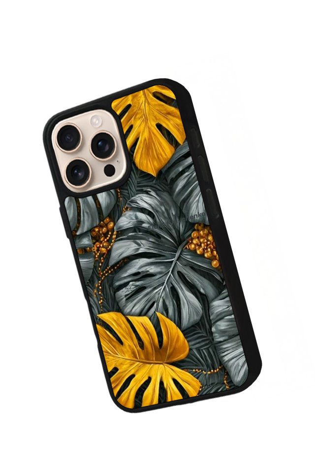 iPhone 16 Pro Uyumlu Botanik Tasarımlı Glossy Premium Kılıf