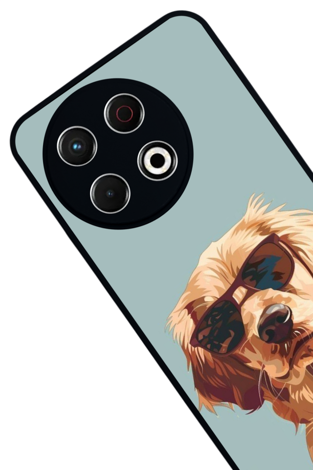 Tecno Spark 30 Pro Uyumlu Golden Kopek Tasarımlı Glossy Premium Kılıf