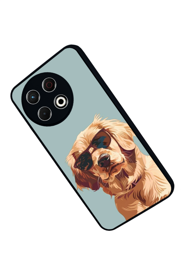 Tecno Spark 30 Pro Uyumlu Golden Kopek Tasarımlı Glossy Premium Kılıf