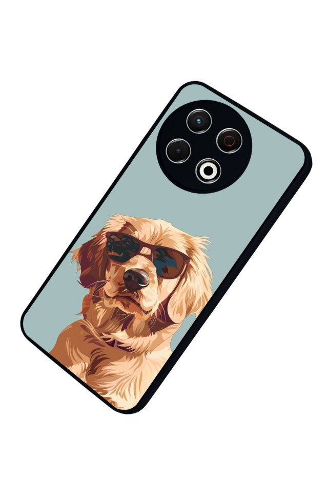 Tecno Spark 30 Pro Uyumlu Golden Kopek Tasarımlı Glossy Premium Kılıf