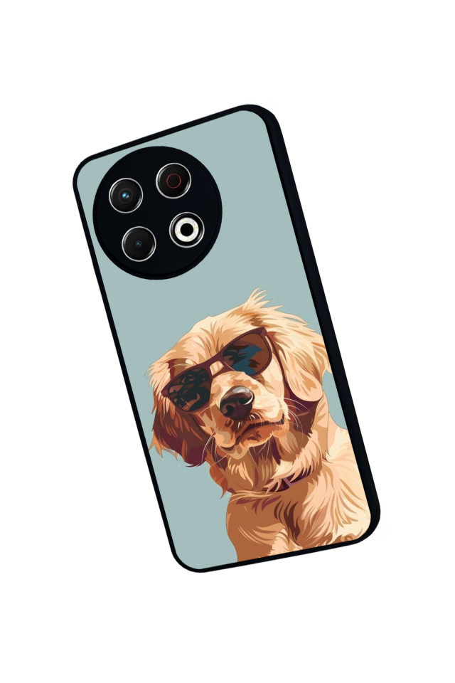 Tecno Spark 30 Pro Uyumlu Golden Kopek Tasarımlı Glossy Premium Kılıf