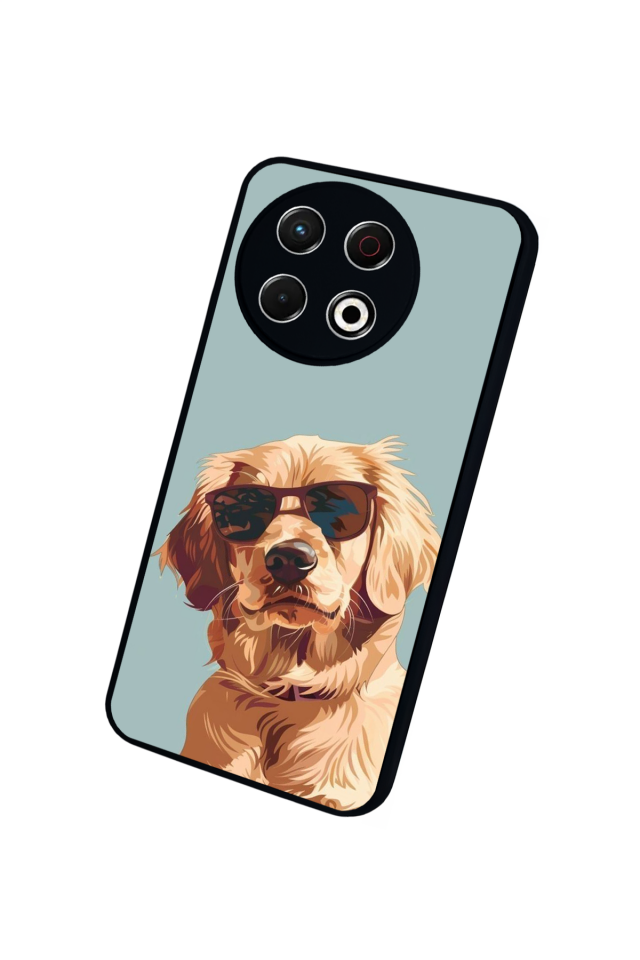 Tecno Spark 30 Pro Uyumlu Golden Kopek Tasarımlı Glossy Premium Kılıf