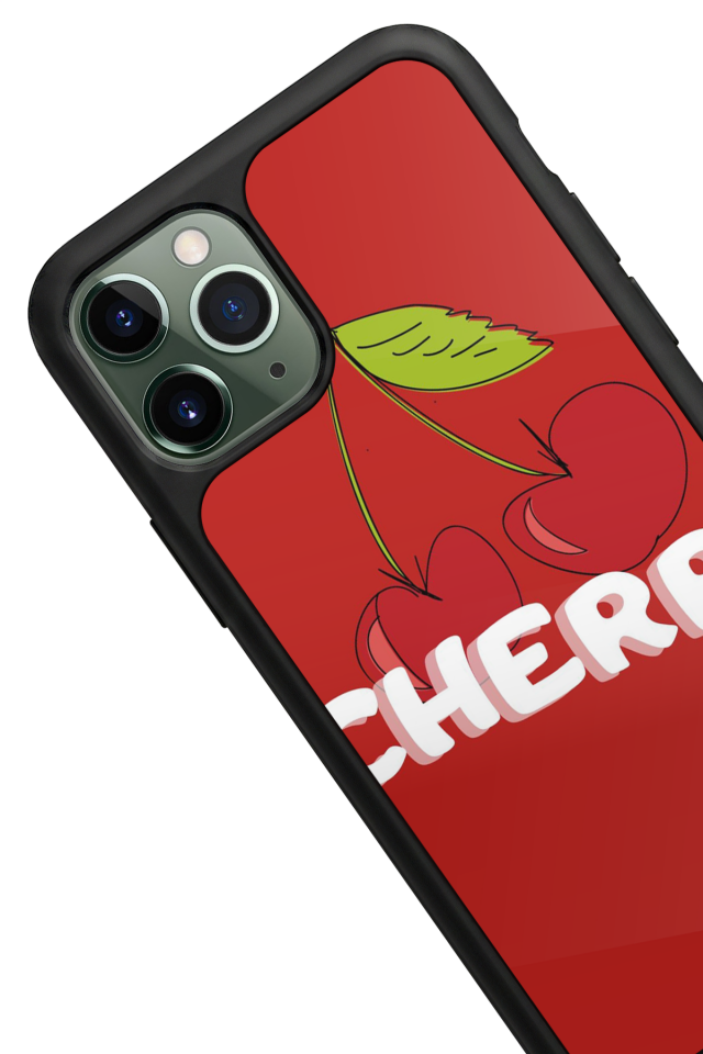 iPhone 11 Pro Max Uyumlu Kiraz Tasarımlı Glossy Premium Kılıf