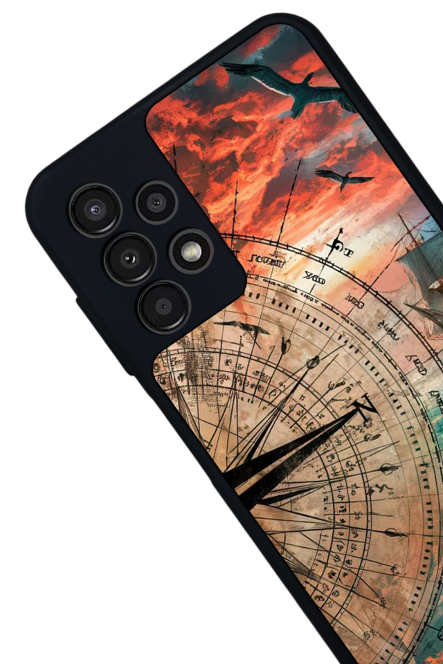 Samsung Galaxy A13 Uyumlu Pusula Tasarımlı Glossy Premium Kılıf