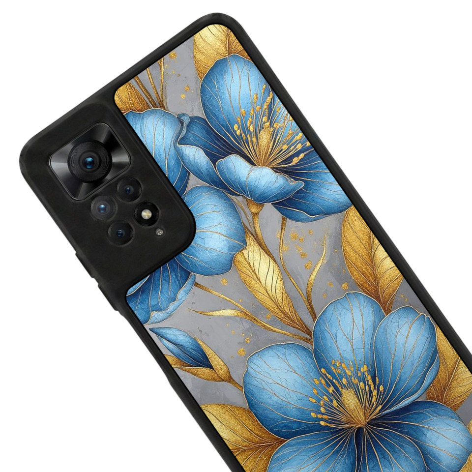 Xiaomi Redmi Note 12 Pro Uyumlu Yaldizli Cicek Tasarımlı Glossy Premium Kılıf