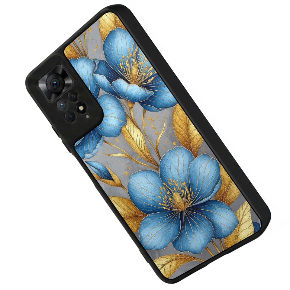 Xiaomi Redmi Note 12 Pro Uyumlu Yaldizli Cicek Tasarımlı Glossy Premium Kılıf