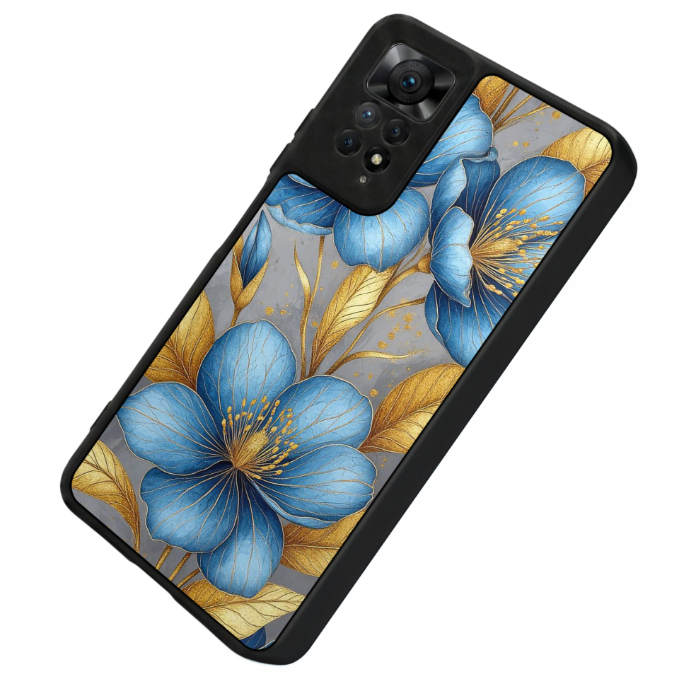 Xiaomi Redmi Note 12 Pro Uyumlu Yaldizli Cicek Tasarımlı Glossy Premium Kılıf