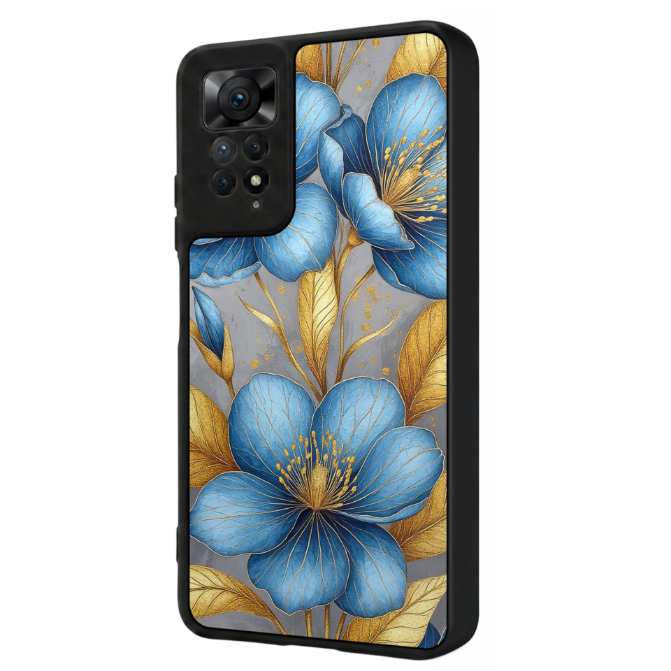 Xiaomi Redmi Note 12 Pro Uyumlu Yaldizli Cicek Tasarımlı Glossy Premium Kılıf