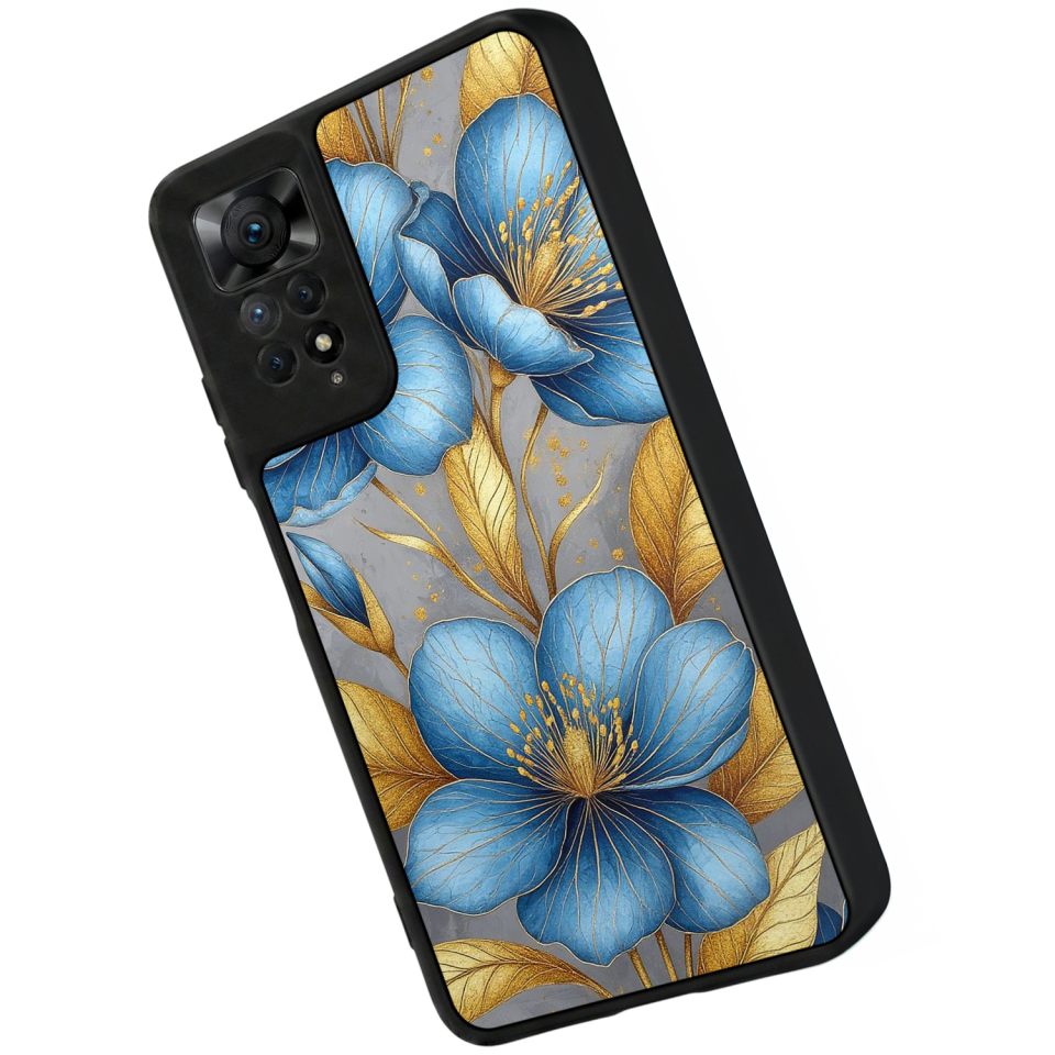 Xiaomi Redmi Note 12 Pro Uyumlu Yaldizli Cicek Tasarımlı Glossy Premium Kılıf