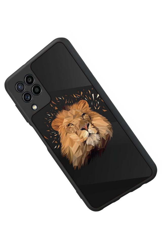 Samsung Galaxy M22 Uyumlu Aslan Tasarımlı Glossy Premium Kılıf