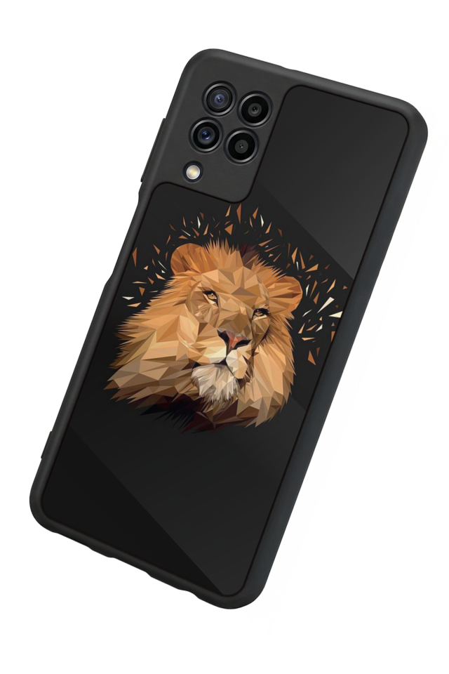 Samsung Galaxy M22 Uyumlu Aslan Tasarımlı Glossy Premium Kılıf