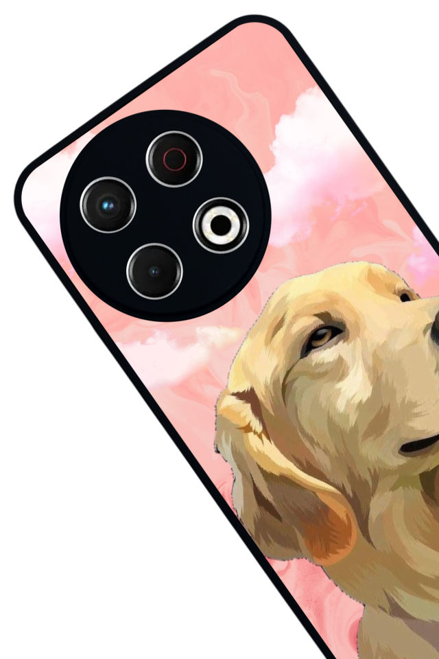 Tecno Spark 30 Pro Uyumlu Golden Kopek Tasarımlı Glossy Premium Kılıf