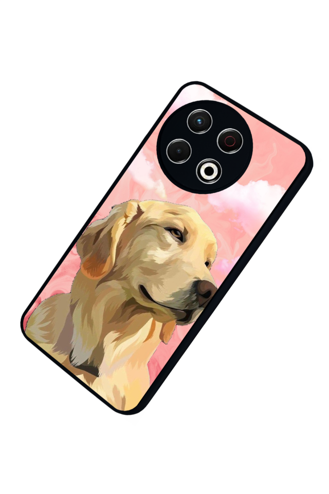 Tecno Spark 30 Pro Uyumlu Golden Kopek Tasarımlı Glossy Premium Kılıf