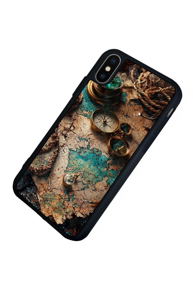 iPhone XS Max Uyumlu Harita Tasarımlı Glossy Premium Kılıf