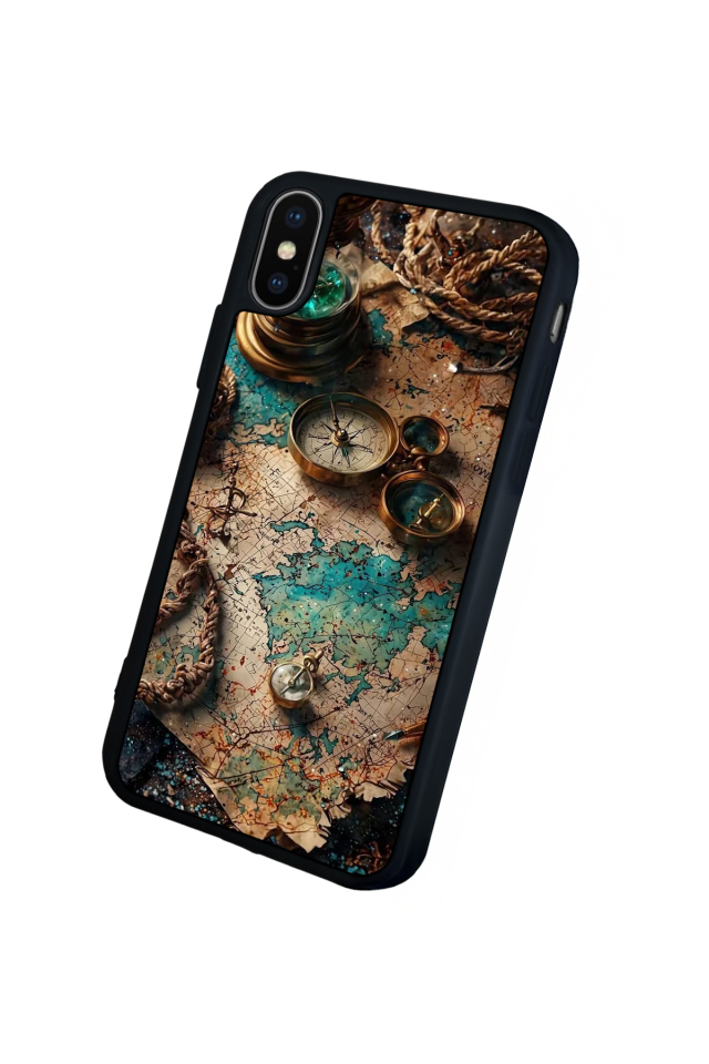 iPhone XS Max Uyumlu Harita Tasarımlı Glossy Premium Kılıf