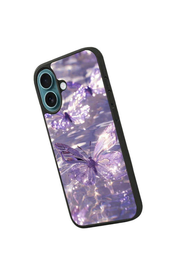 iPhone 16 Uyumlu Kelebek Tasarımlı Glossy Premium Kılıf