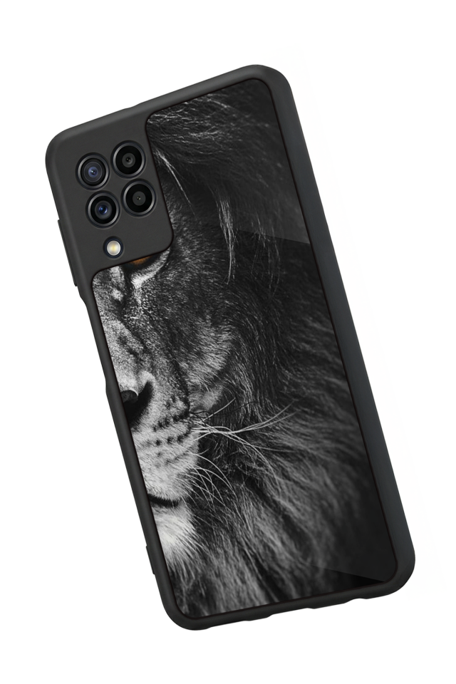 Samsung Galaxy M22 Uyumlu Aslan Tasarımlı Glossy Premium Kılıf