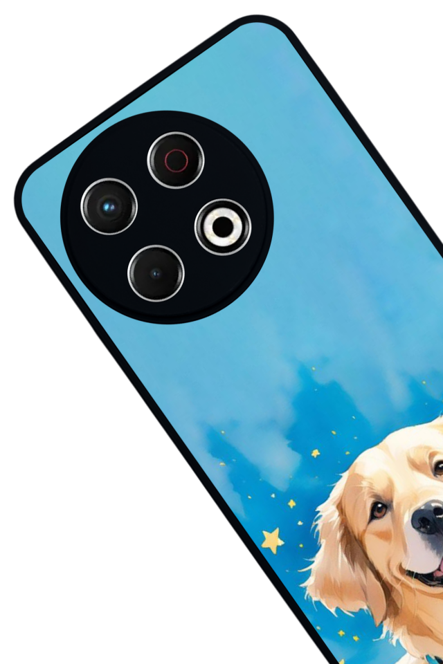 Tecno Spark 30 Pro Uyumlu Golden Kopek Tasarımlı Glossy Premium Kılıf