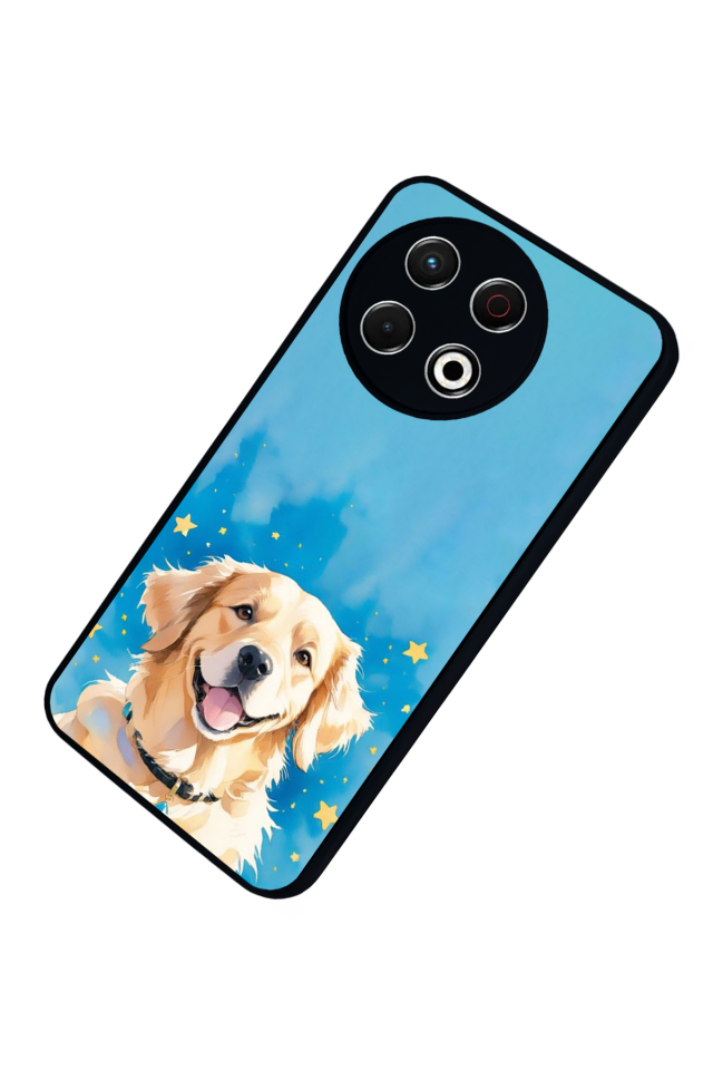 Tecno Spark 30 Pro Uyumlu Golden Kopek Tasarımlı Glossy Premium Kılıf