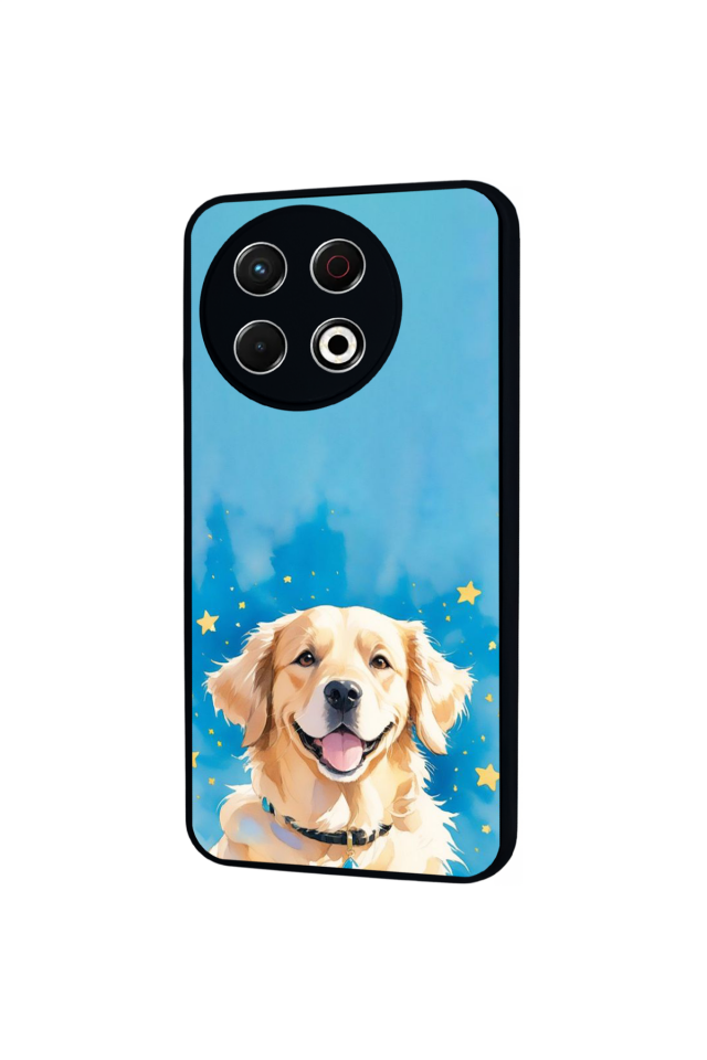 Tecno Spark 30 Pro Uyumlu Golden Kopek Tasarımlı Glossy Premium Kılıf