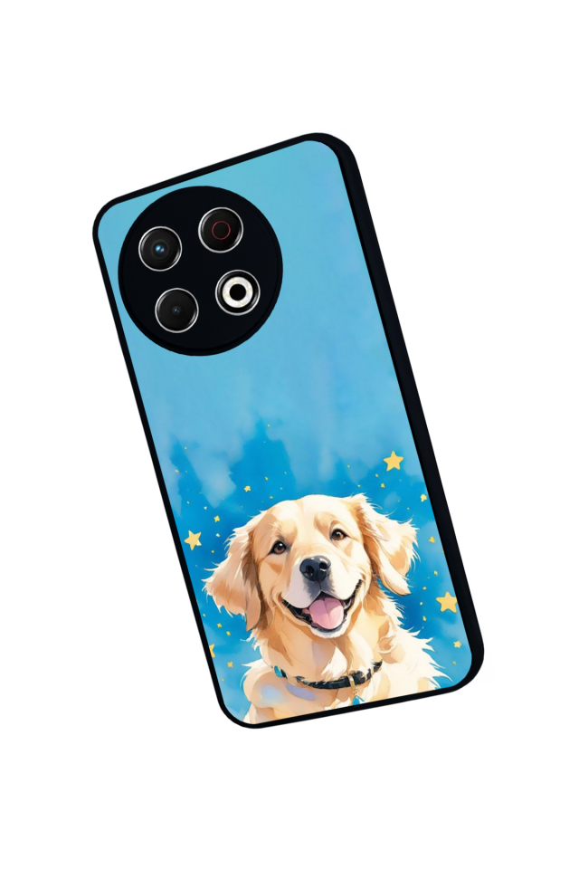 Tecno Spark 30 Pro Uyumlu Golden Kopek Tasarımlı Glossy Premium Kılıf