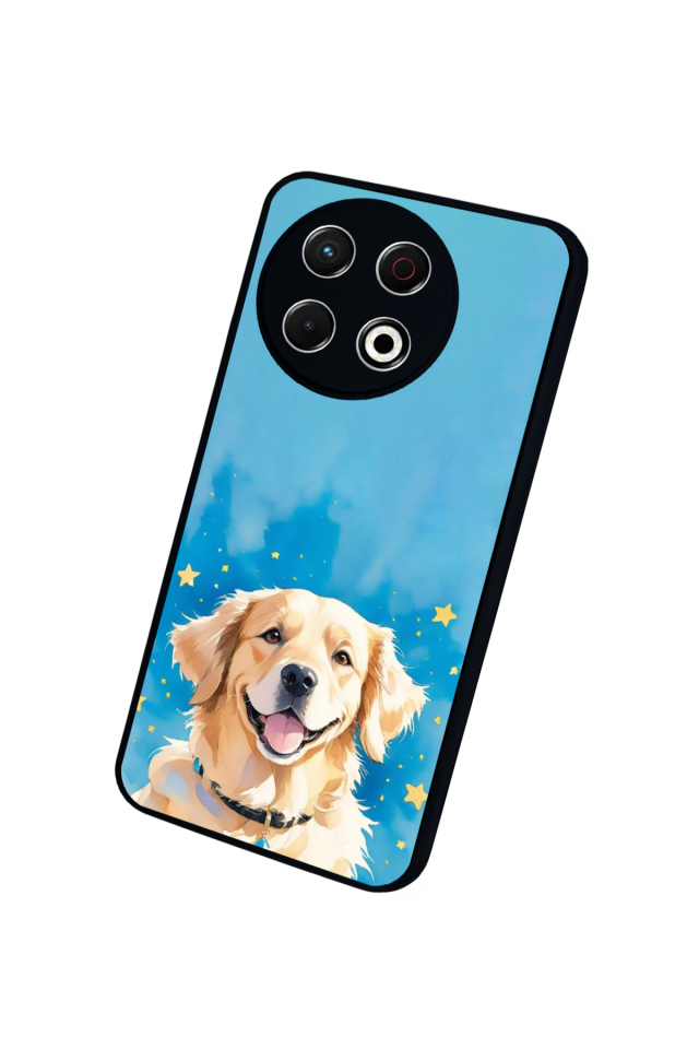 Tecno Spark 30 Pro Uyumlu Golden Kopek Tasarımlı Glossy Premium Kılıf