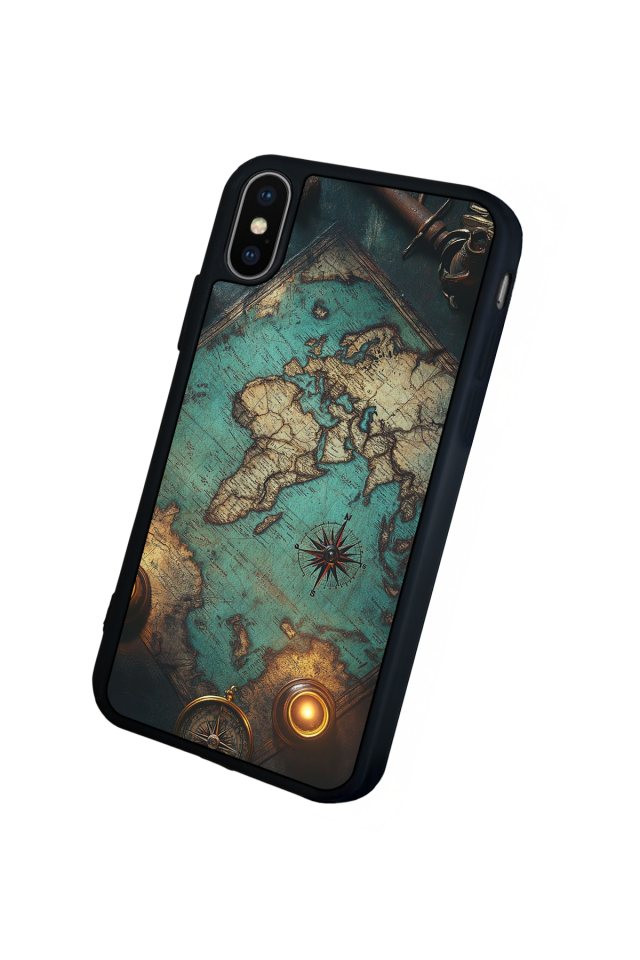 iPhone XS Max Uyumlu Harita Tasarımlı Glossy Premium Kılıf