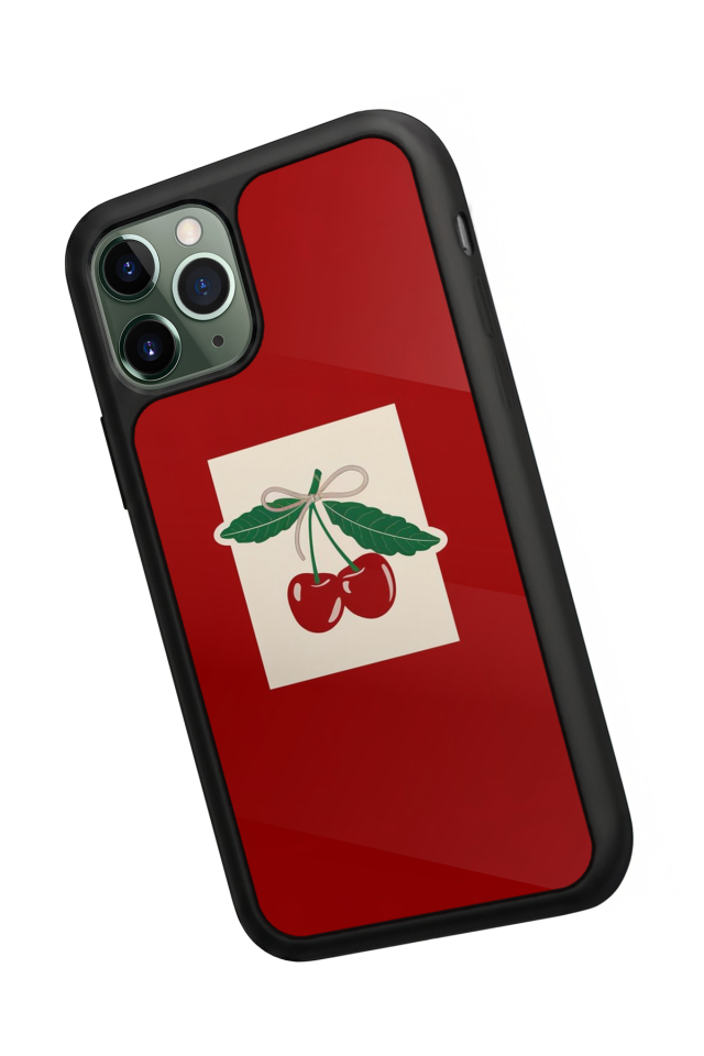 iPhone 11 Pro Max Uyumlu Kiraz Tasarımlı Glossy Premium Kılıf