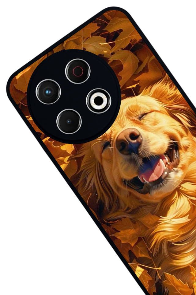 Tecno Spark 30 Pro Uyumlu Golden Kopek Tasarımlı Glossy Premium Kılıf