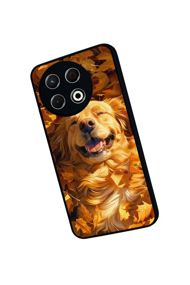 Tecno Spark 30 Pro Uyumlu Golden Kopek Tasarımlı Glossy Premium Kılıf