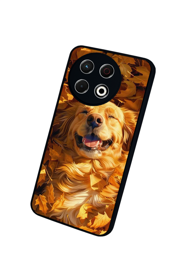 Tecno Spark 30 Pro Uyumlu Golden Kopek Tasarımlı Glossy Premium Kılıf