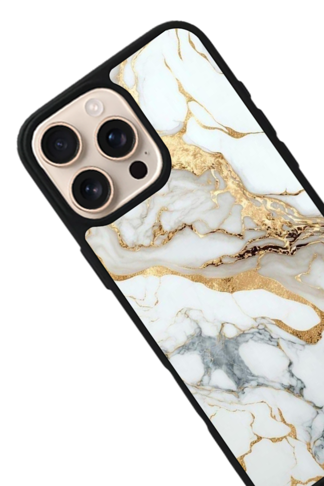 iPhone 15 Pro Uyumlu Mermer Marble Tasarımlı Glossy Premium Kılıf