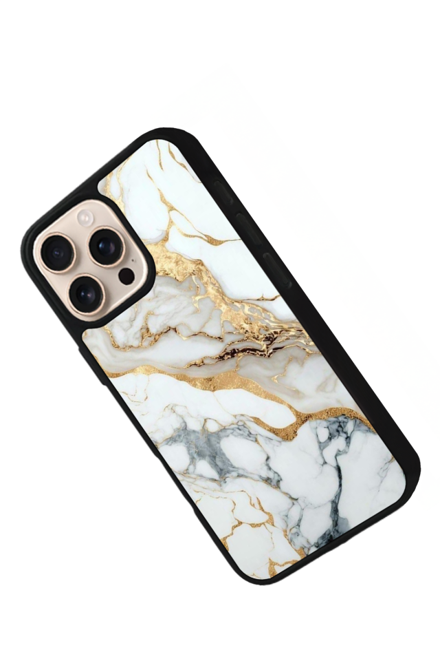 iPhone 15 Pro Uyumlu Mermer Marble Tasarımlı Glossy Premium Kılıf