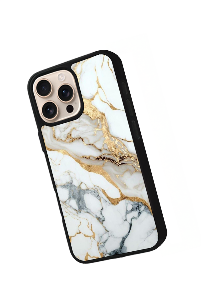 iPhone 15 Pro Uyumlu Mermer Marble Tasarımlı Glossy Premium Kılıf