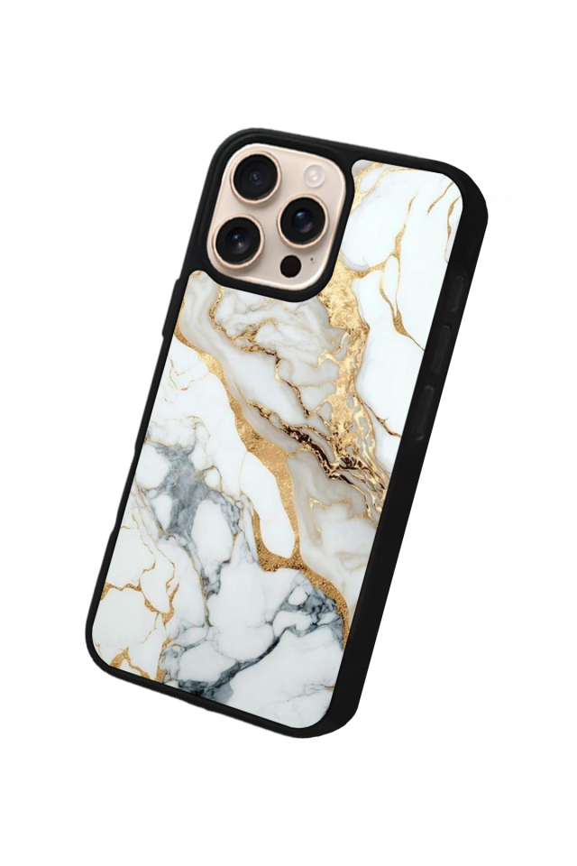 iPhone 15 Pro Uyumlu Mermer Marble Tasarımlı Glossy Premium Kılıf