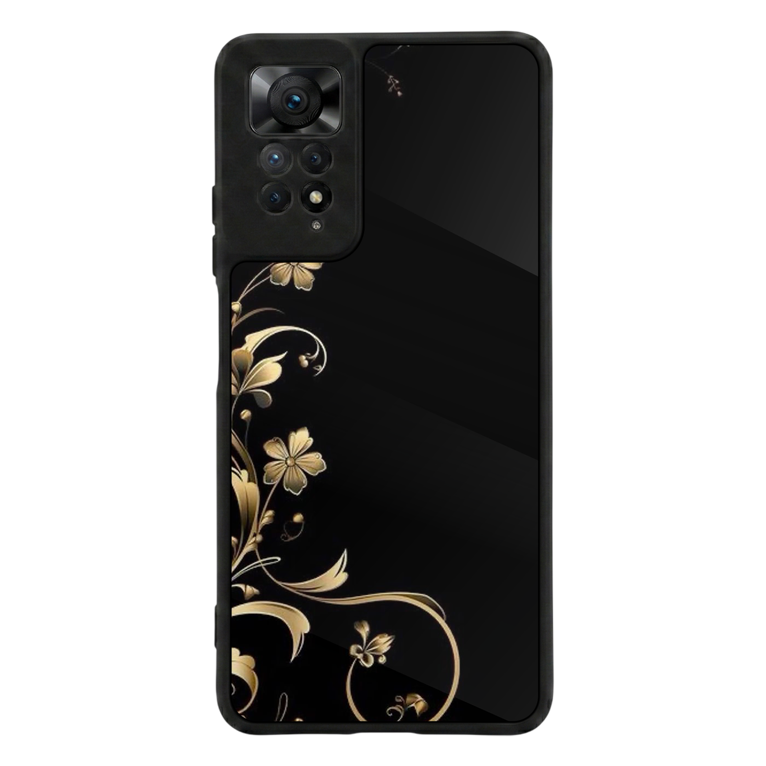 Xiaomi Redmi Note 12 Pro Uyumlu Yaldizli Cicek Tasarımlı Glossy Premium Kılıf