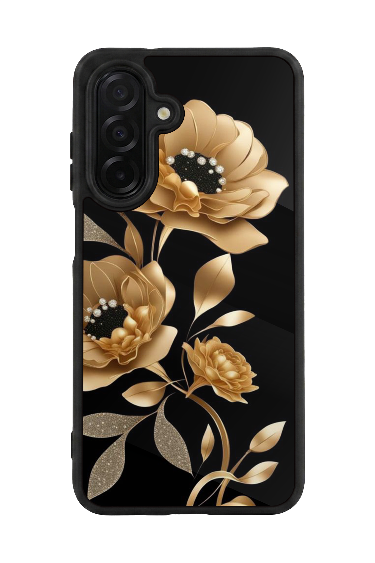 Samsung Galaxy A26 Uyumlu Yaldizli Cicek Tasarımlı Glossy Premium Kılıf