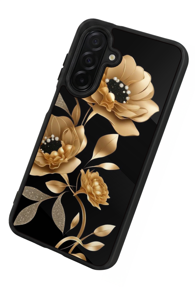 Samsung Galaxy A26 Uyumlu Yaldizli Cicek Tasarımlı Glossy Premium Kılıf