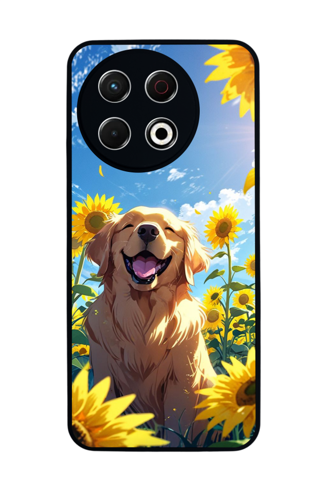 Tecno Spark 30 Pro Uyumlu Golden Kopek Tasarımlı Glossy Premium Kılıf