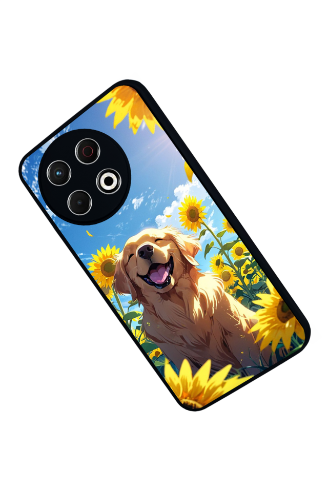 Tecno Spark 30 Pro Uyumlu Golden Kopek Tasarımlı Glossy Premium Kılıf